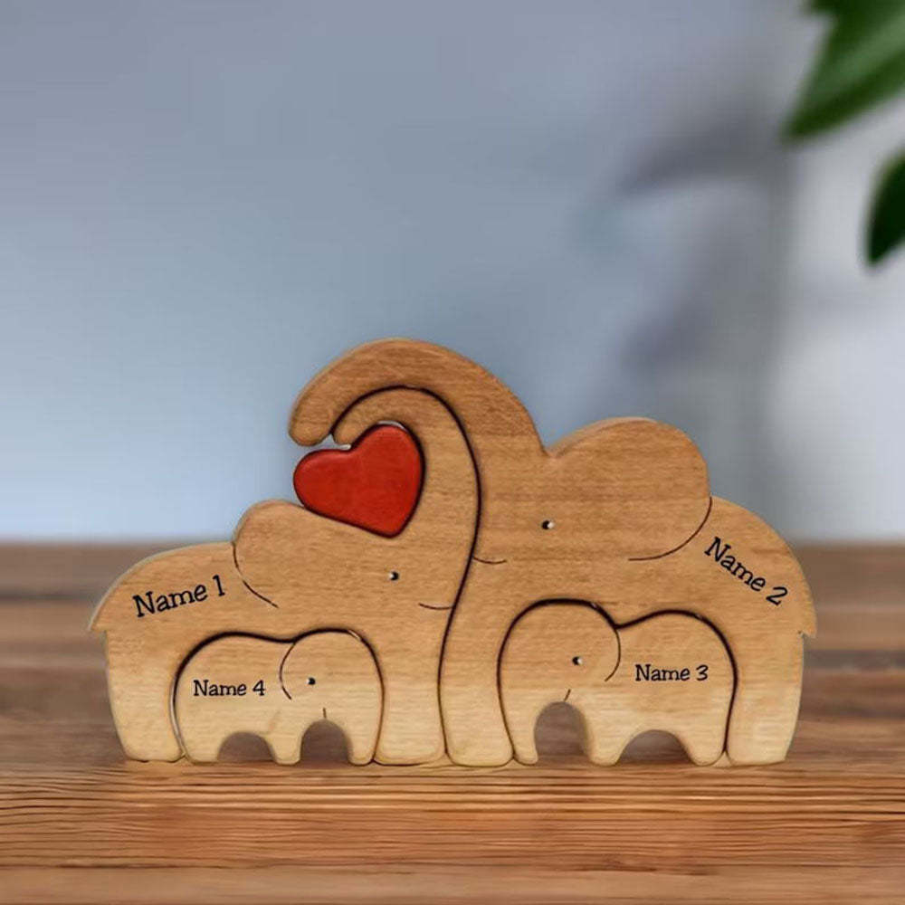Personalisiertes Holz Elefant Familie Name Puzzle Home Decor Weihnachtsgeschenk