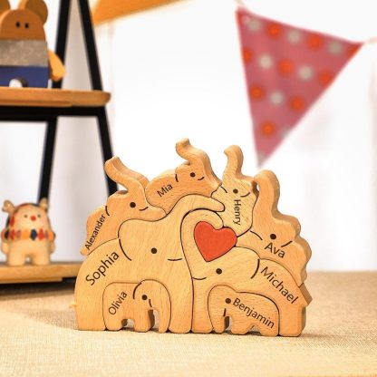 Personalisiertes Holz Elefant Familie Name Puzzle Home Decor Weihnachtsgeschenk