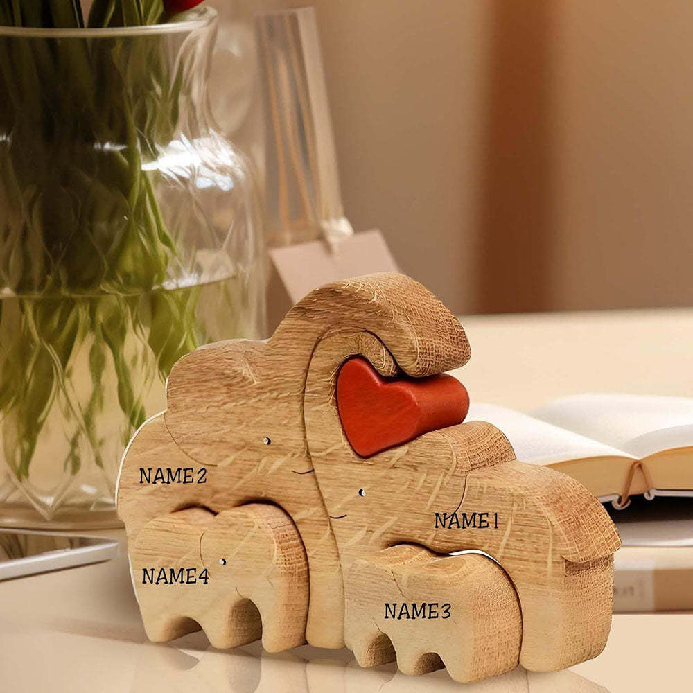 Personalisiertes Holz Elefant Familie Name Puzzle Home Decor Weihnachtsgeschenk