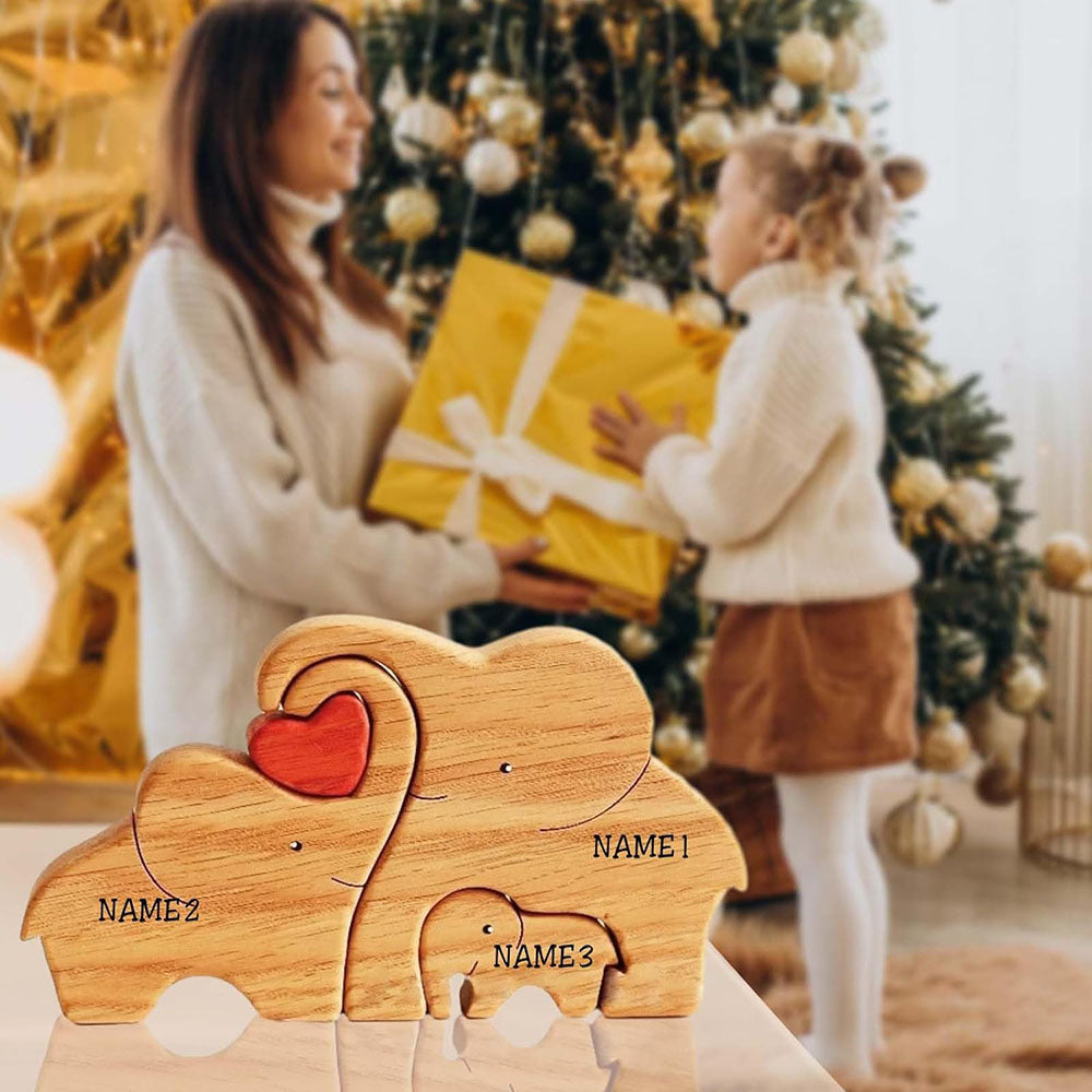 Personalisiertes Holz Elefant Familie Name Puzzle Home Decor Weihnachtsgeschenk