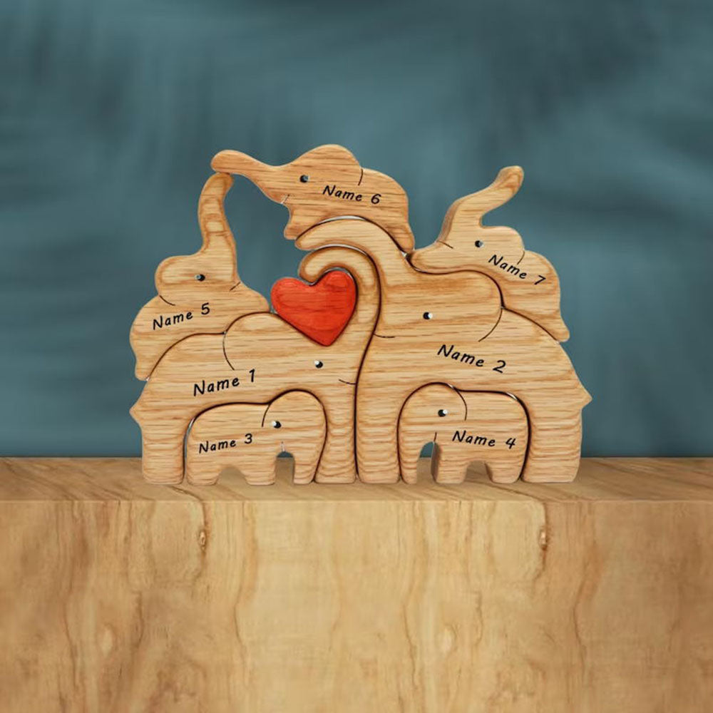 Geschenk für Mama Familiengeschenk Personalisierte Holz Elefanten Namen Puzzle Vaterstag Geschenk Weihnachtsgeschenk