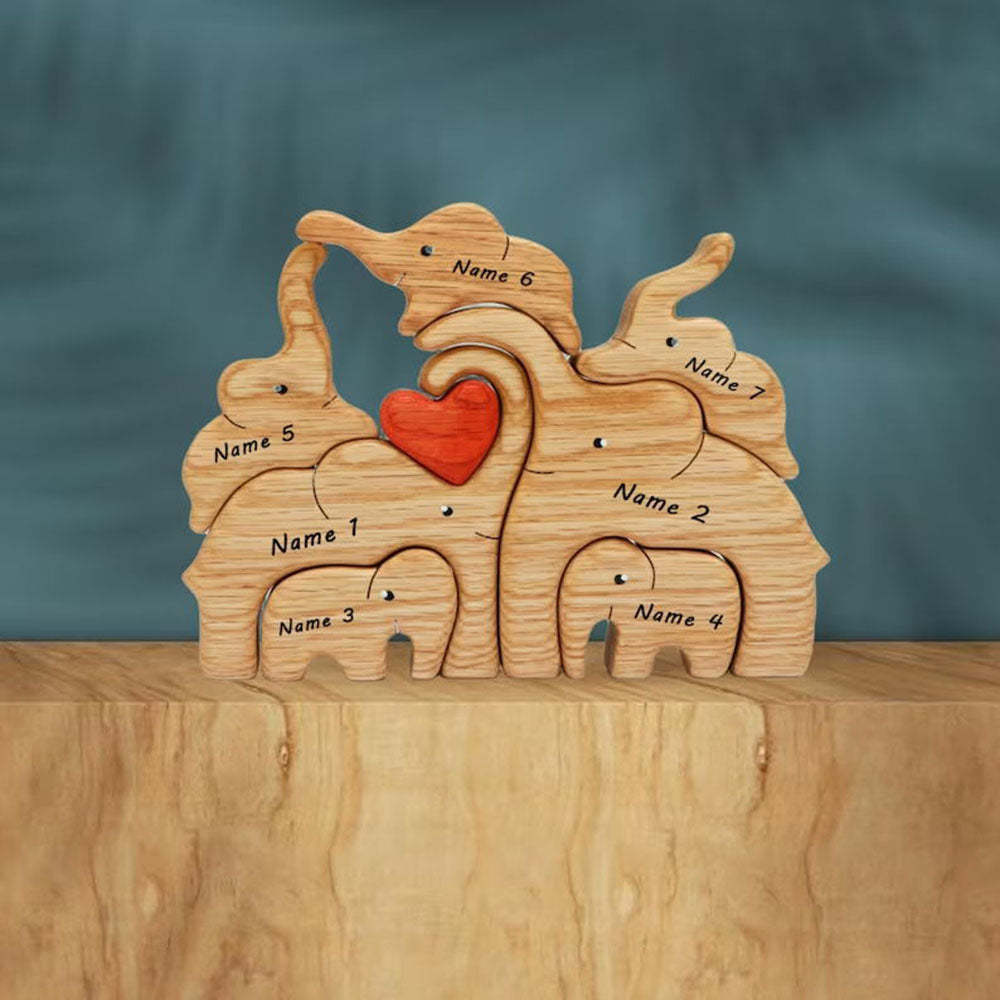 Geschenk für Mama Familiengeschenk Personalisierte Holz Elefanten Namen Puzzle Vaterstag Geschenk Weihnachtsgeschenk