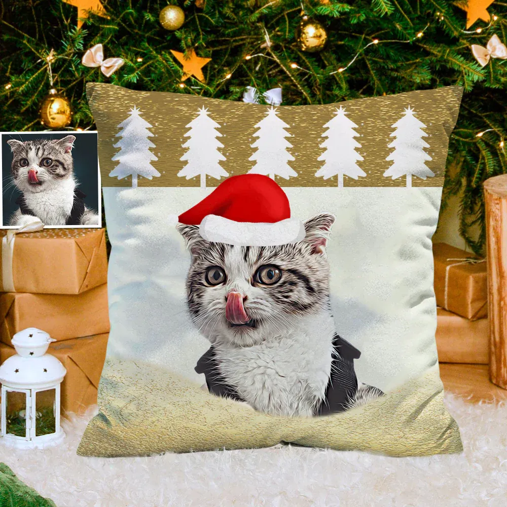 Personalisiertes Weihnachtskissen Kissenbezug Dekorativer Kissenbezug Haustier Zierkissen