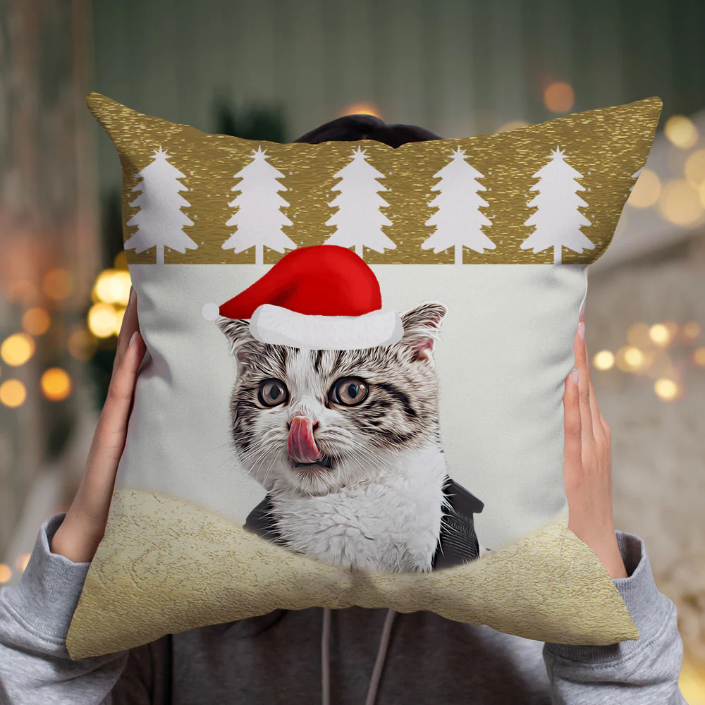 Personalisiertes Weihnachtskissen Kissenbezug Dekorativer Kissenbezug Haustier Zierkissen