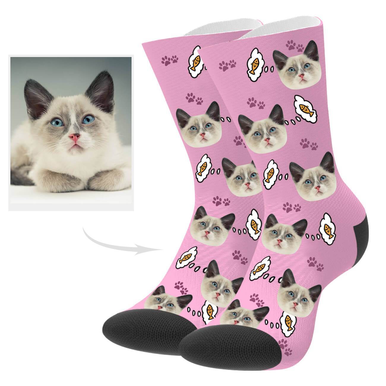 Personalisierte Katzenfoto Socken Geschenk Für Katzenliebhaber