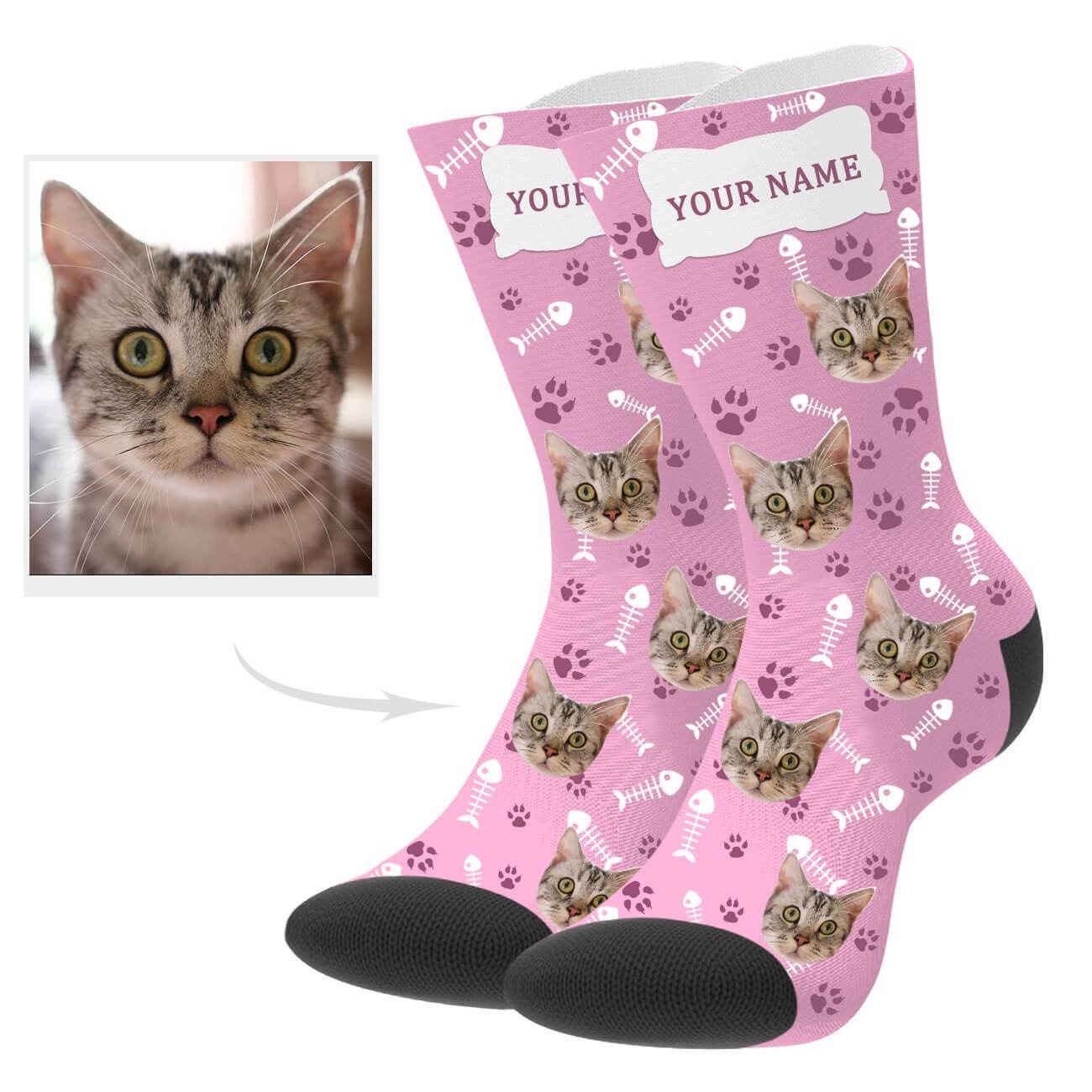 Personalisierte Katzenfoto Socken Mit Bild Und Text