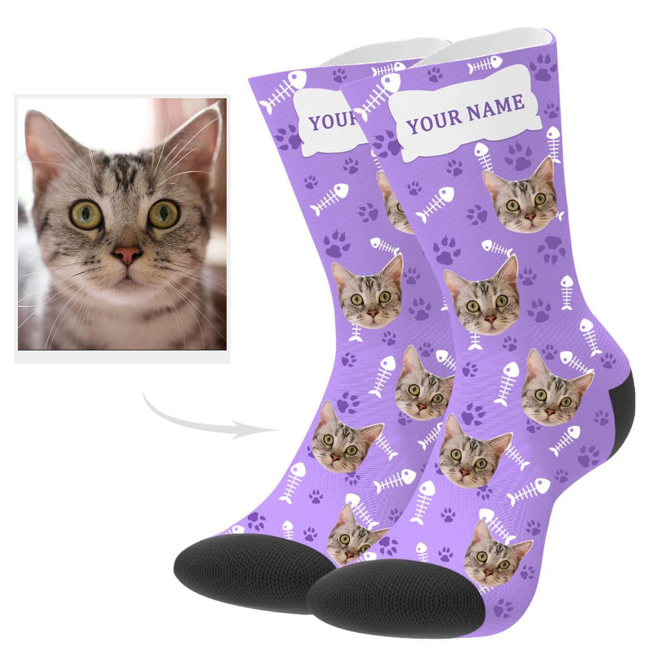 Personalisierte Katzenfoto Socken Mit Bild Und Text