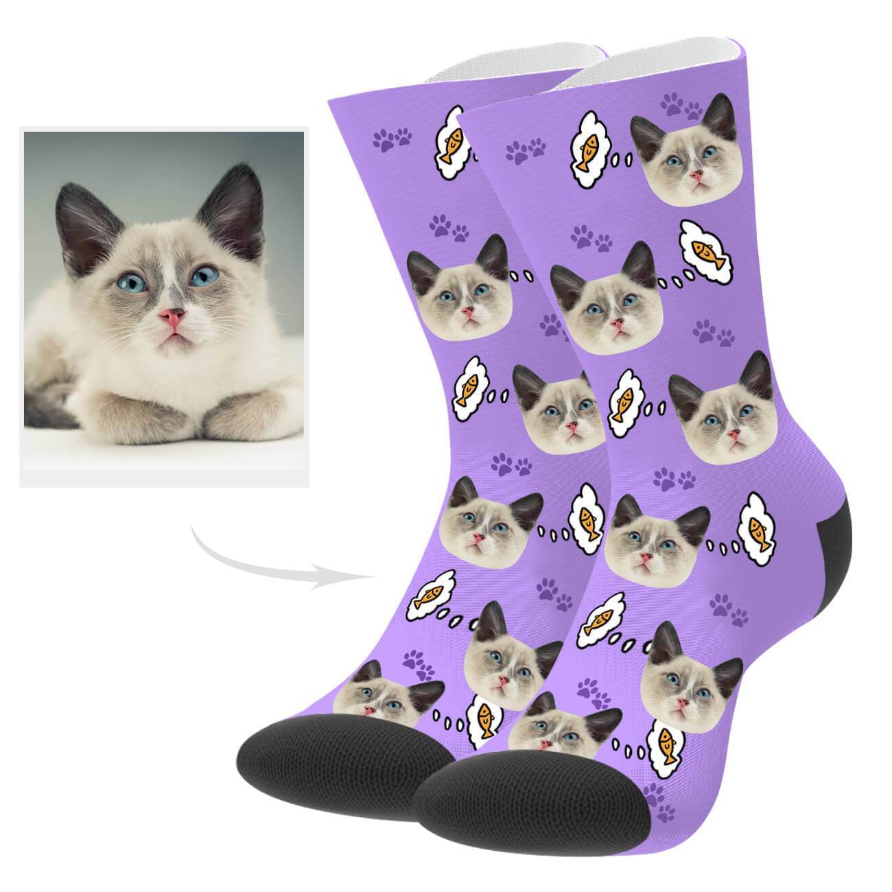 Personalisierte Katzenfoto Socken Geschenk Für Katzenliebhaber