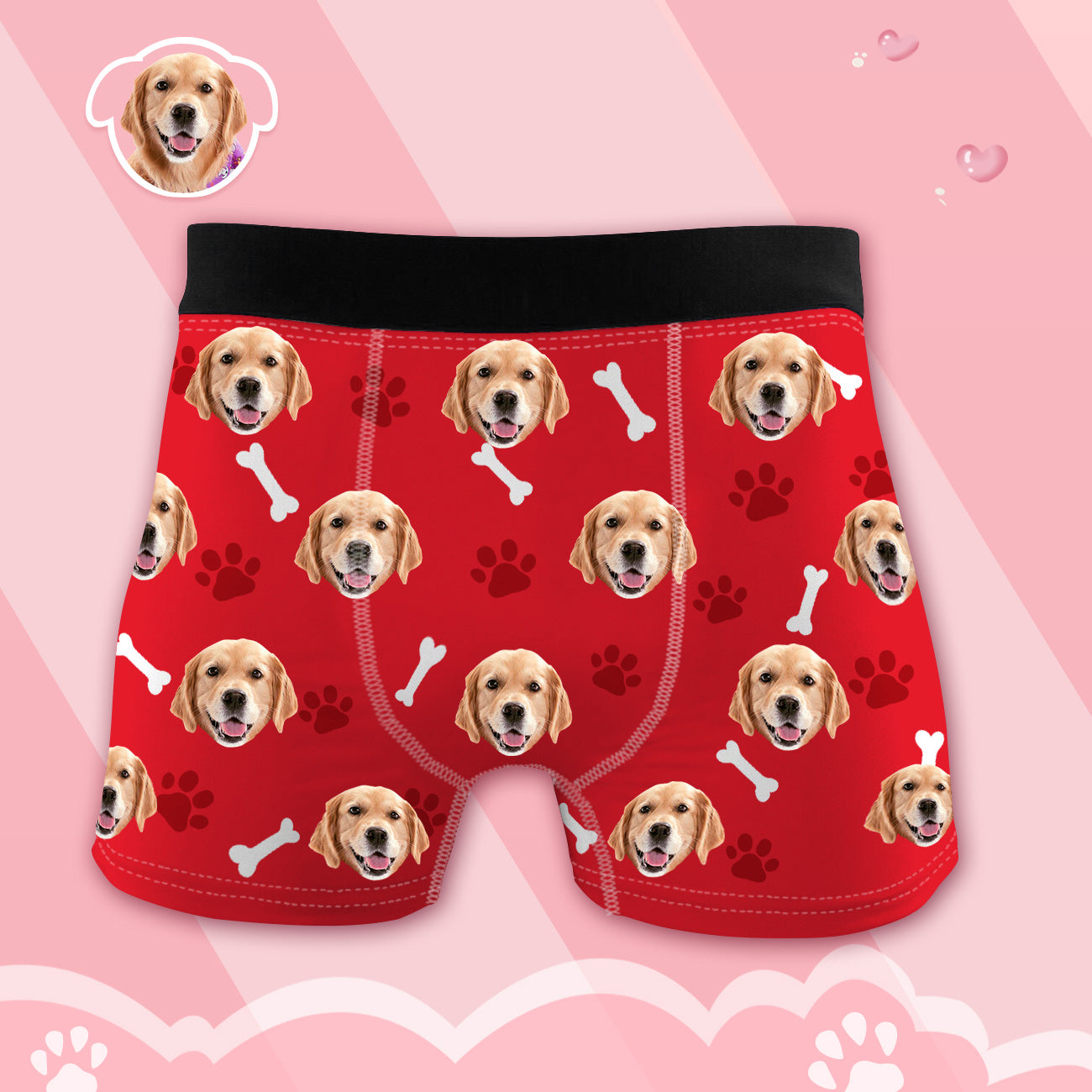 Herren Boxershorts mit Hundefoto Personalisierte Haustier Unterwäsche mit Hundegesicht