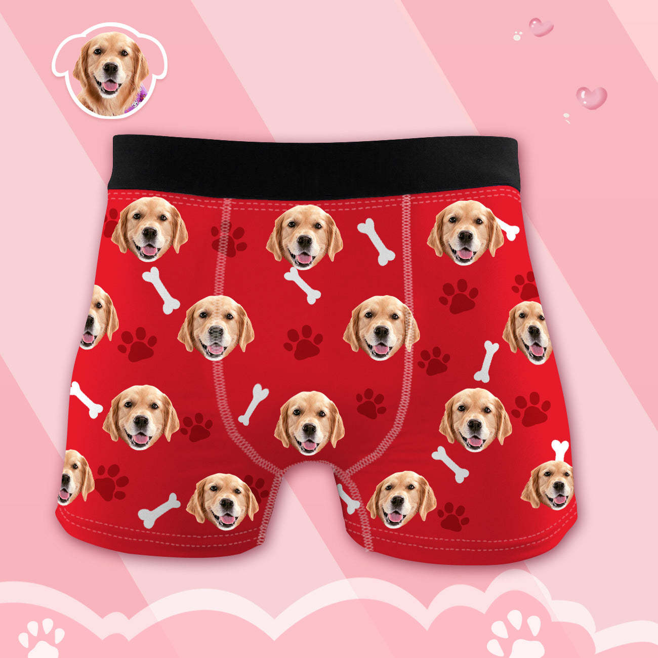 Herren Boxershorts mit Hundefoto Personalisierte Haustier Unterwäsche mit Hundegesicht