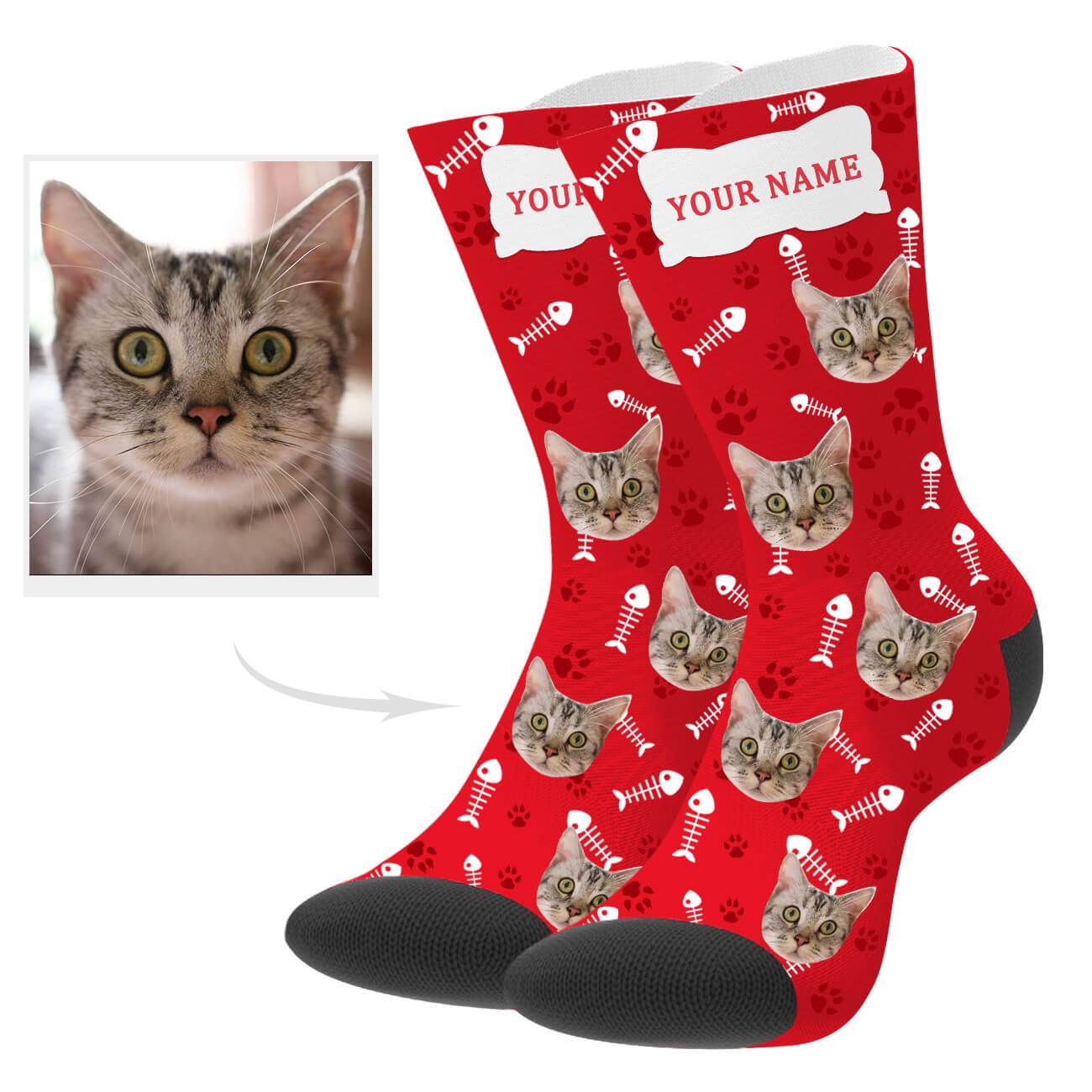 Personalisierte Katzenfoto Socken Mit Bild Und Text