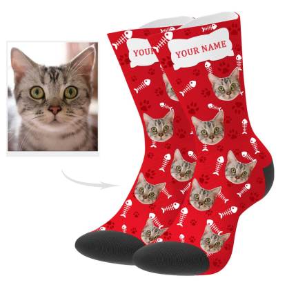 Personalisierte Katzenfoto Socken Mit Bild Und Text