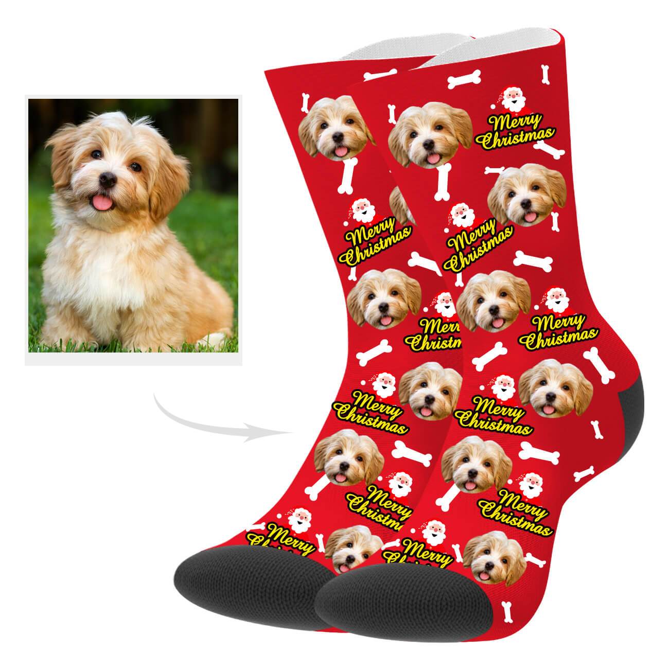 Weihnachtssocken Mit Hundefoto Personalisierte Hund Weihnachtssocken