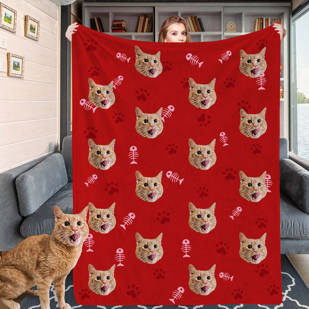 Personalisierte Katzendecke Maßgefertigte Haustierdecke Fleece Wohndecke mit Katzenfoto