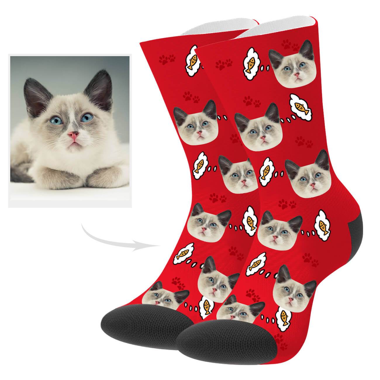 Personalisierte Katzenfoto Socken Geschenk Für Katzenliebhaber
