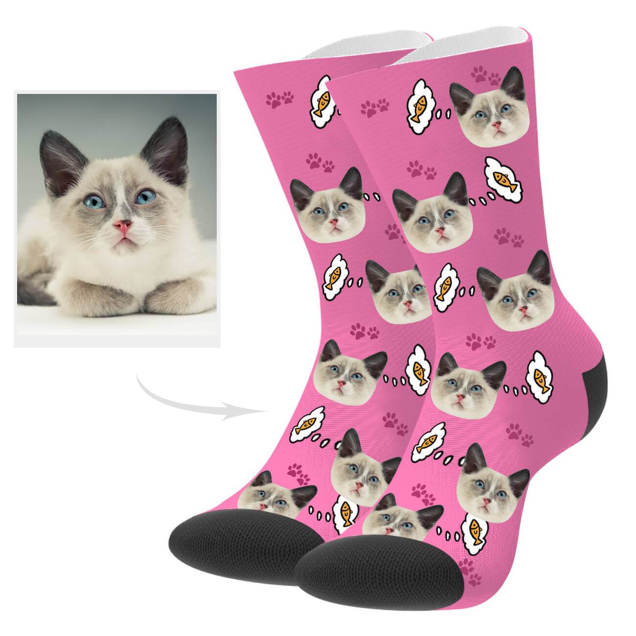 Personalisierte Katzenfoto Socken Geschenk Für Katzenliebhaber