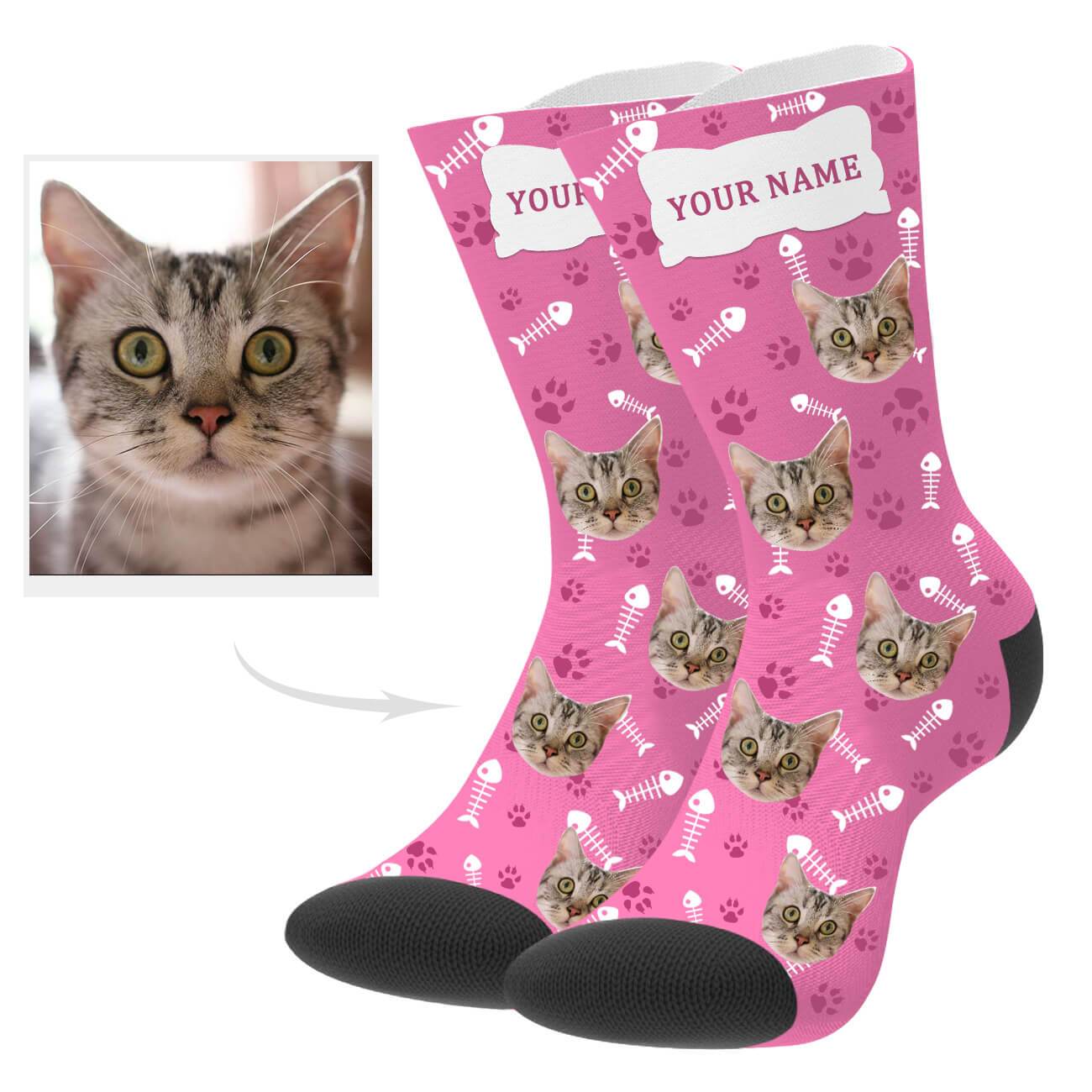 Personalisierte Katzenfoto Socken Mit Bild Und Text