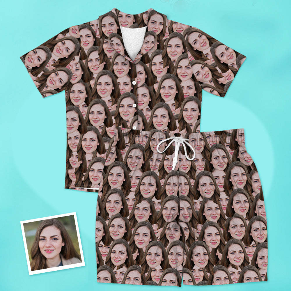 Personalisierte Foto Kurzarm Pyjamas Schlafanzug Custom Kurzarm Gesicht Pyjamas Kurze Foto Pyjamas
