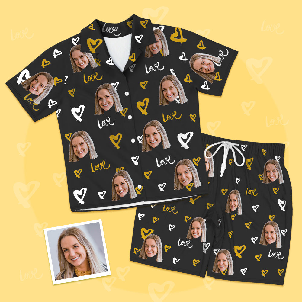 Personalisierte Kurzarm Foto Pyjamas Schlafanzug Custom Liebesfoto Pyjamas
