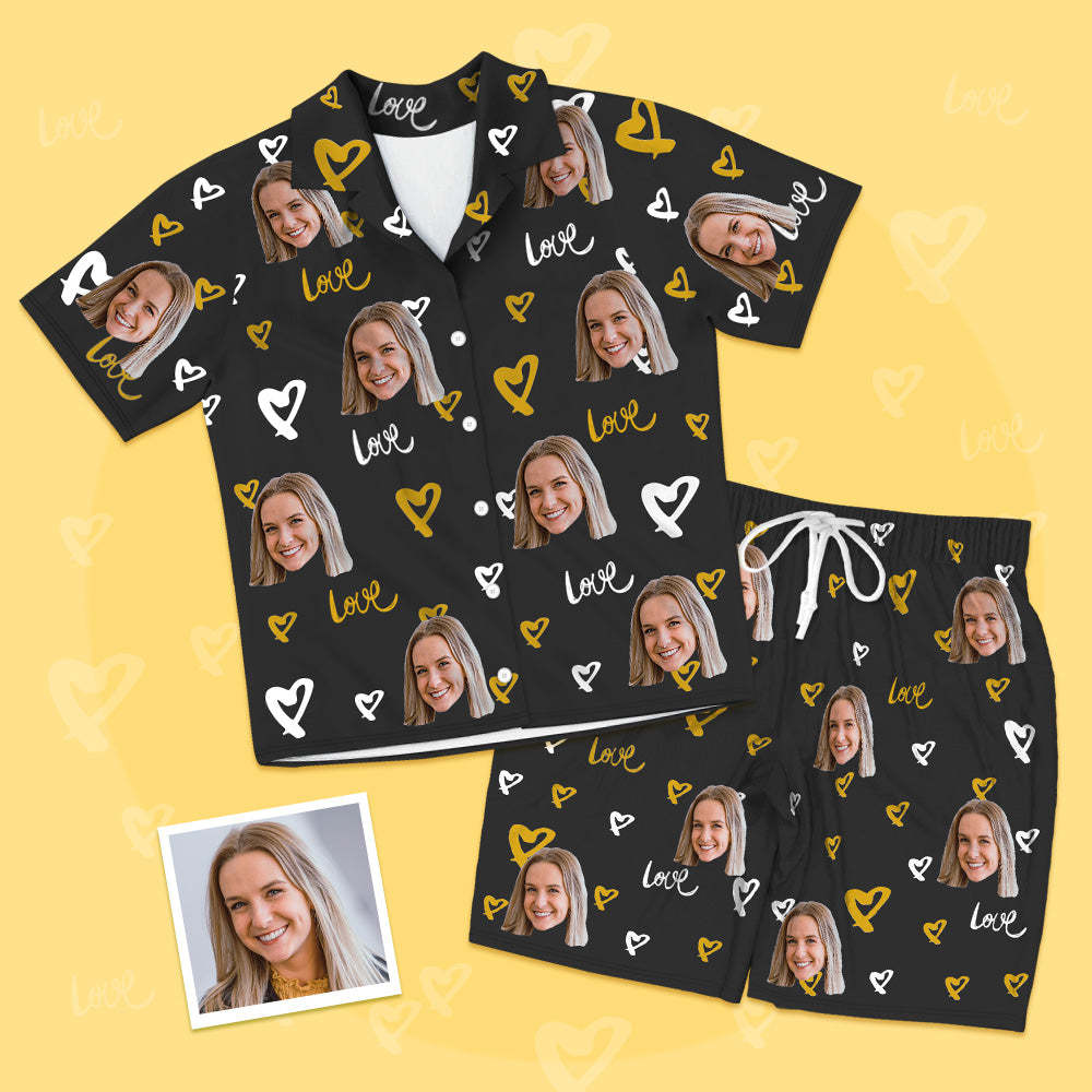 Personalisierte Kurzarm Foto Pyjamas Schlafanzug Custom Liebesfoto Pyjamas