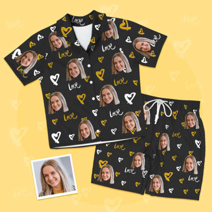 Personalisierte Kurzarm Foto Pyjamas Schlafanzug Custom Liebesfoto Pyjamas