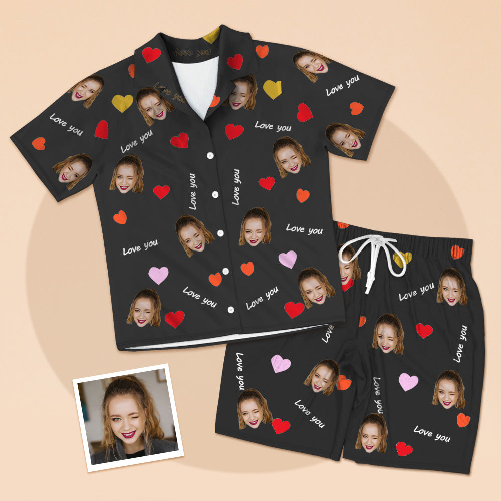 Personalisierte Lover Gesicht Kurzarm Pyjamas Custom Foto Pyjamas Kurzarm Pyjamas Für Liebhaber