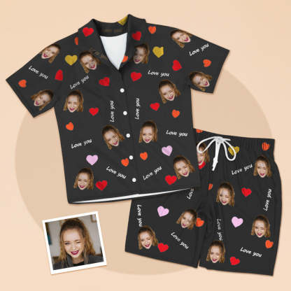 Personalisierte Lover Gesicht Kurzarm Pyjamas Custom Foto Pyjamas Kurzarm Pyjamas Für Liebhaber