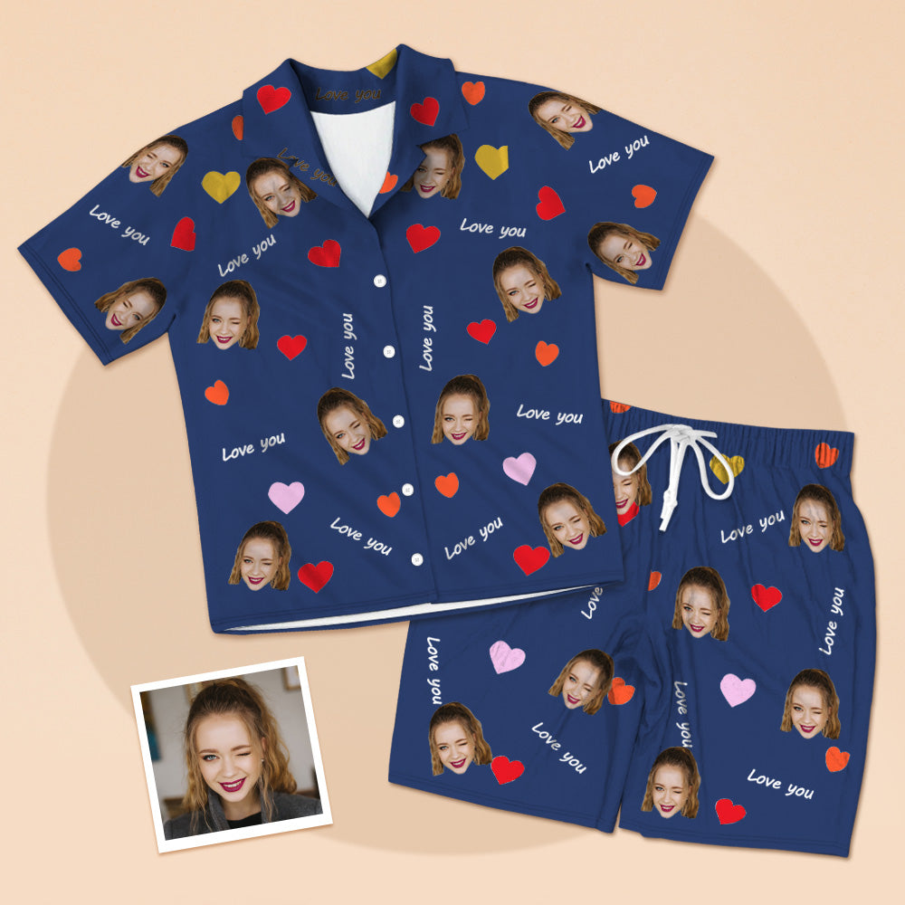 Personalisierte Lover Gesicht Kurzarm Pyjamas Custom Foto Pyjamas Kurzarm Pyjamas Für Liebhaber