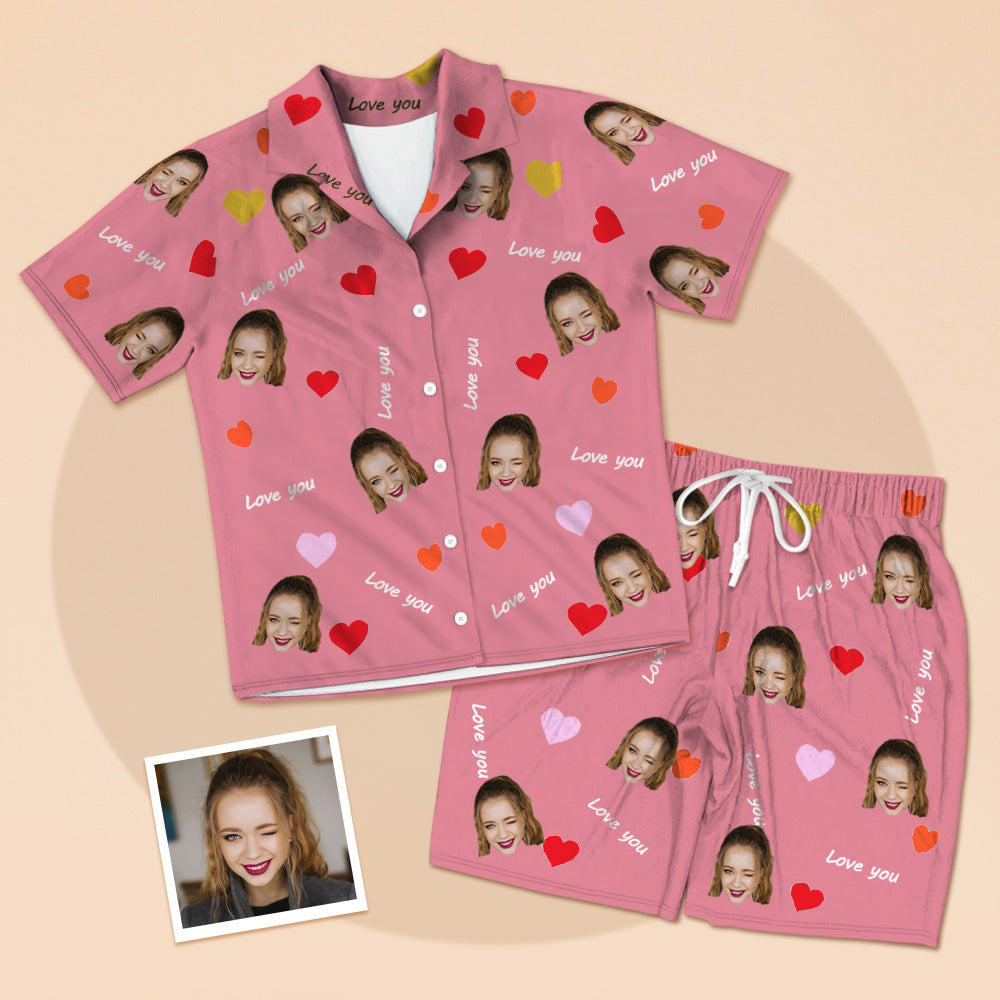 Personalisierte Lover Gesicht Kurzarm Pyjamas Custom Foto Pyjamas Kurzarm Pyjamas Für Liebhaber