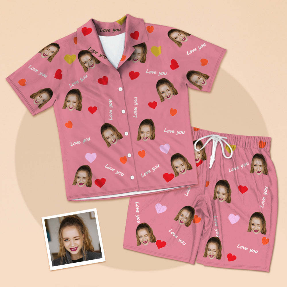 Personalisierte Lover Gesicht Kurzarm Pyjamas Custom Foto Pyjamas Kurzarm Pyjamas Für Liebhaber