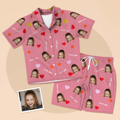 Personalisierte Lover Gesicht Kurzarm Pyjamas Custom Foto Pyjamas Kurzarm Pyjamas Für Liebhaber