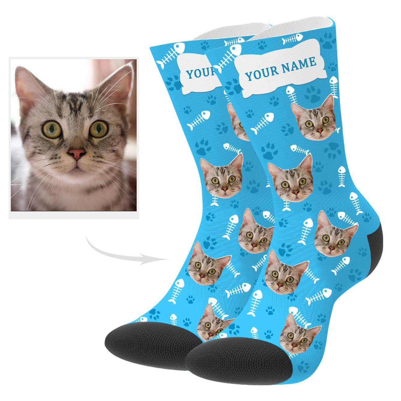 Personalisierte Katzenfoto Socken Mit Bild Und Text