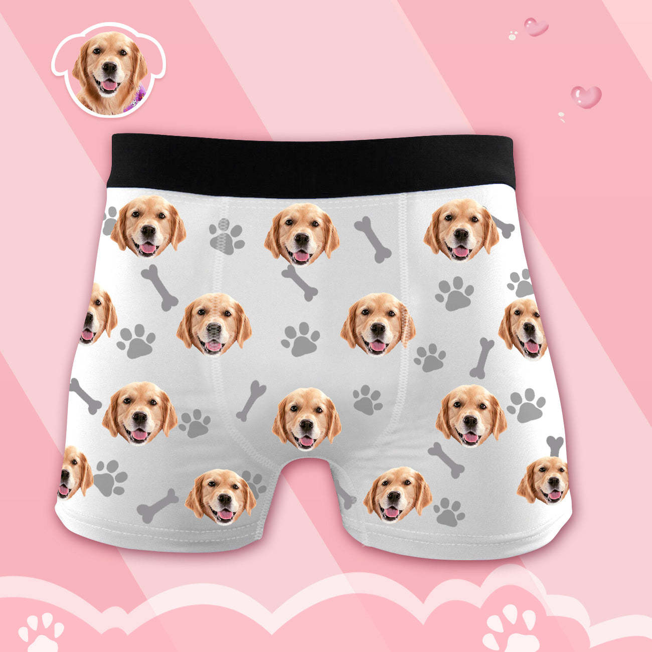 Herren Boxershorts mit Hundefoto Personalisierte Haustier Unterwäsche mit Hundegesicht
