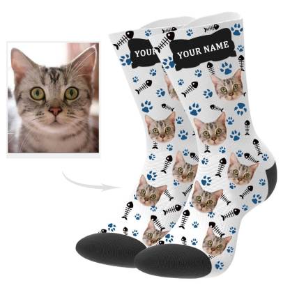 Personalisierte Katzenfoto Socken Mit Bild Und Text