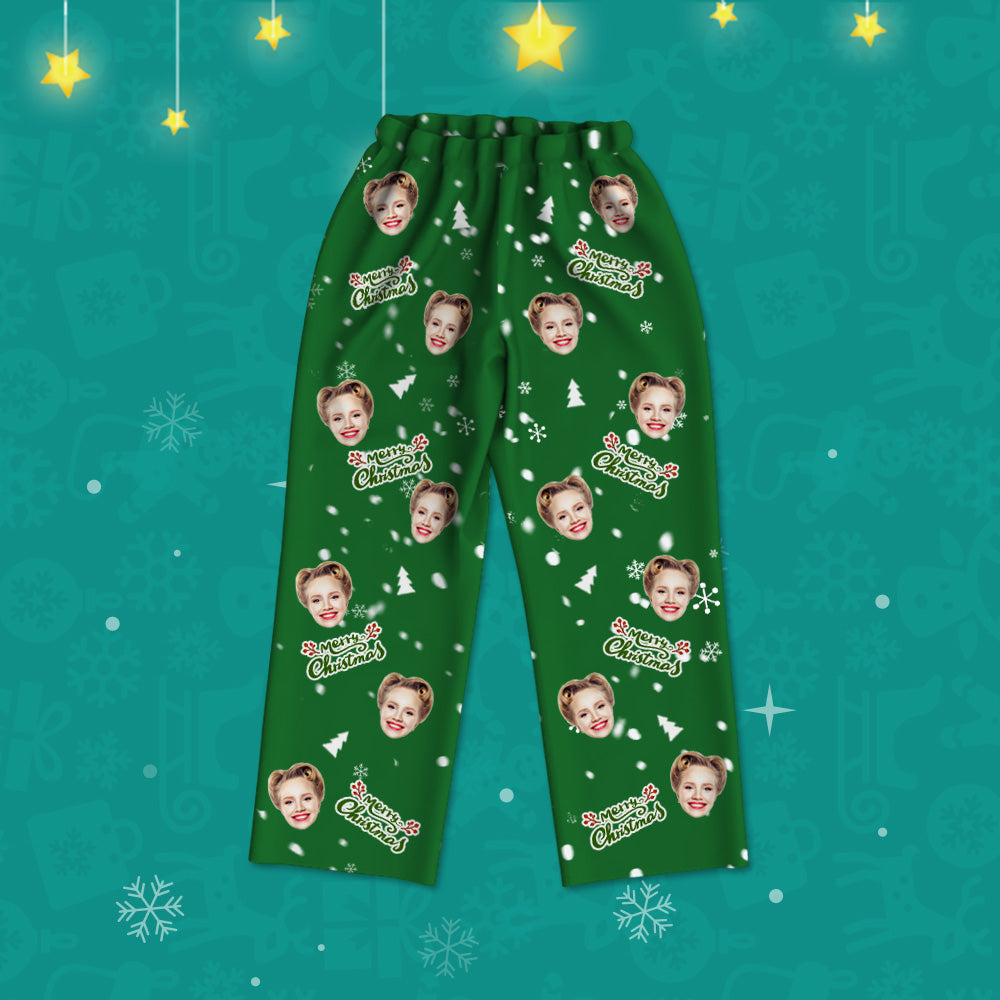 Personalisierter Schlafanzug mit Gesicht Langarm Foto Schlafanzüge Weihnachtsgeschenk