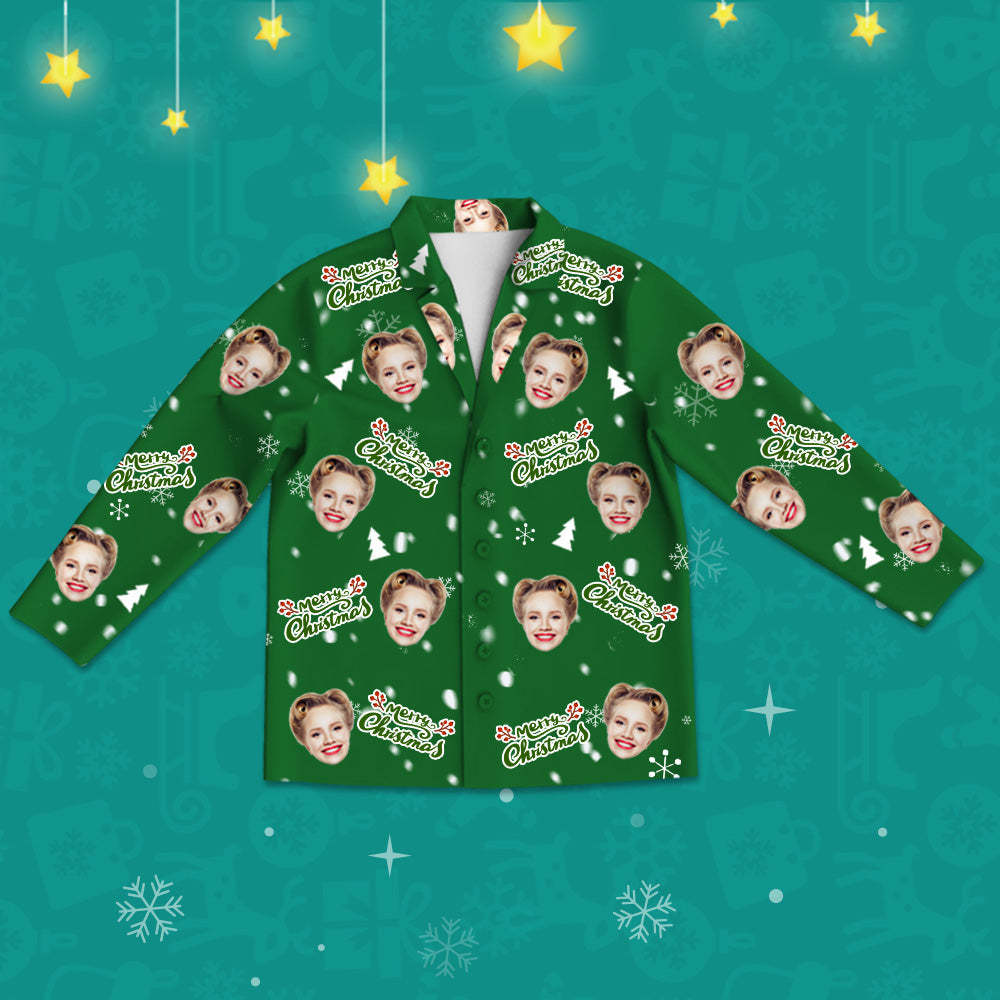 Personalisierter Schlafanzug mit Gesicht Langarm Foto Schlafanzüge Weihnachtsgeschenk
