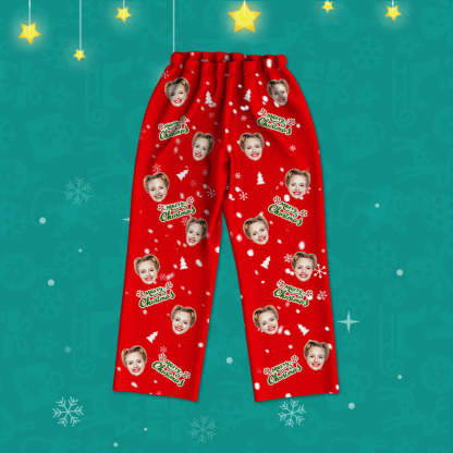 Personalisierter Schlafanzug mit Gesicht Langarm Foto Schlafanzüge Weihnachtsgeschenk