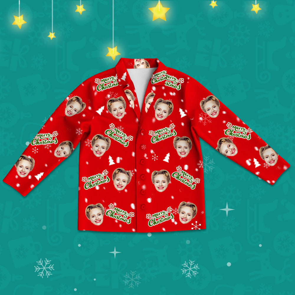 Personalisierter Schlafanzug mit Gesicht Langarm Foto Schlafanzüge Weihnachtsgeschenk