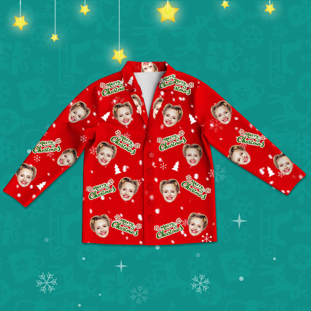 Personalisierter Schlafanzug mit Gesicht Langarm Foto Schlafanzüge Weihnachtsgeschenk