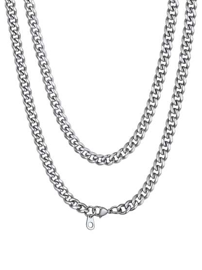 Bandmax 3MM Curb Cuban Chain for Men Women Teenager 316L Stainless Steel Miami Link Necklace for Gift