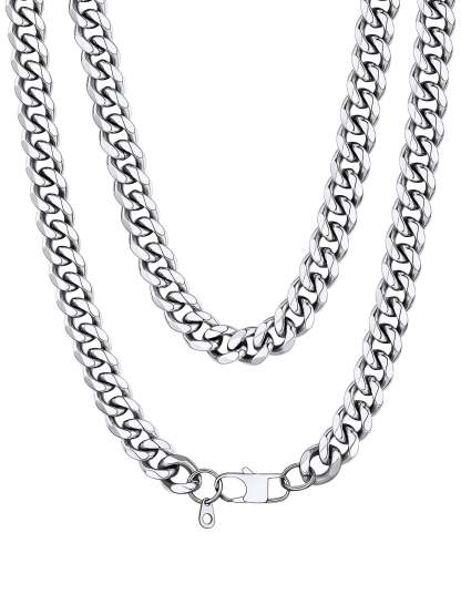 Bandmax 3MM Curb Cuban Chain for Men Women Teenager 316L Stainless Steel Miami Link Necklace for Gift