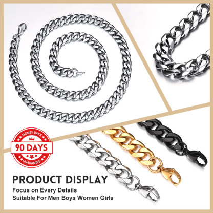 Bandmax 3MM Curb Cuban Chain for Men Women Teenager 316L Stainless Steel Miami Link Necklace for Gift