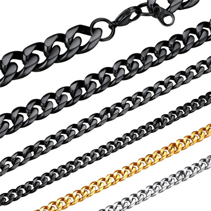 Bandmax 3MM Curb Cuban Chain for Men Women Teenager 316L Stainless Steel Miami Link Necklace for Gift