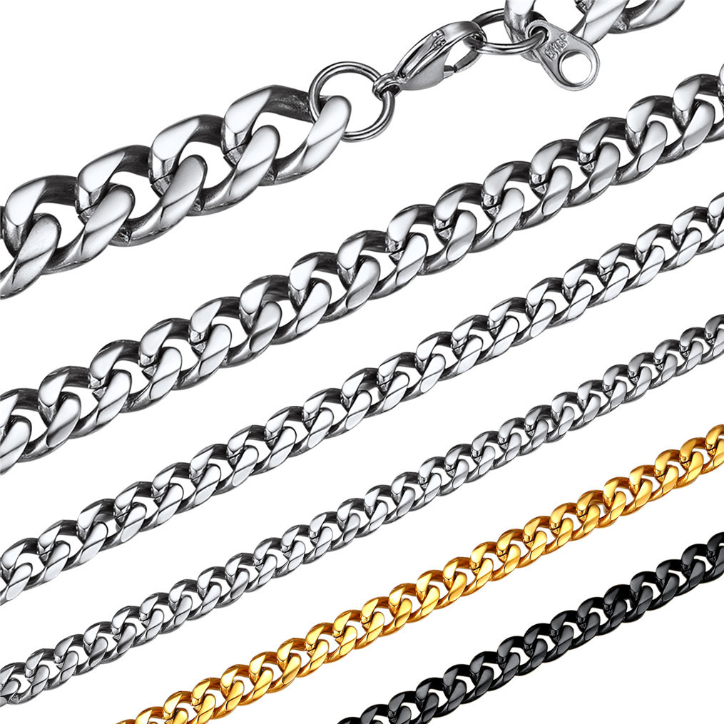 Bandmax 3MM Curb Cuban Chain for Men Women Teenager 316L Stainless Steel Miami Link Necklace for Gift