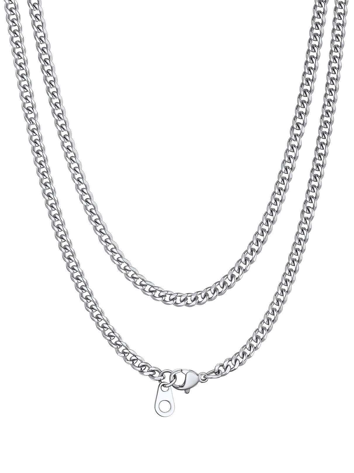 Bandmax 3MM Curb Cuban Chain for Men Women Teenager 316L Stainless Steel Miami Link Necklace for Gift