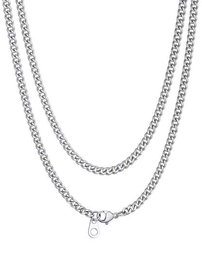 Bandmax 3MM Curb Cuban Chain for Men Women Teenager 316L Stainless Steel Miami Link Necklace for Gift