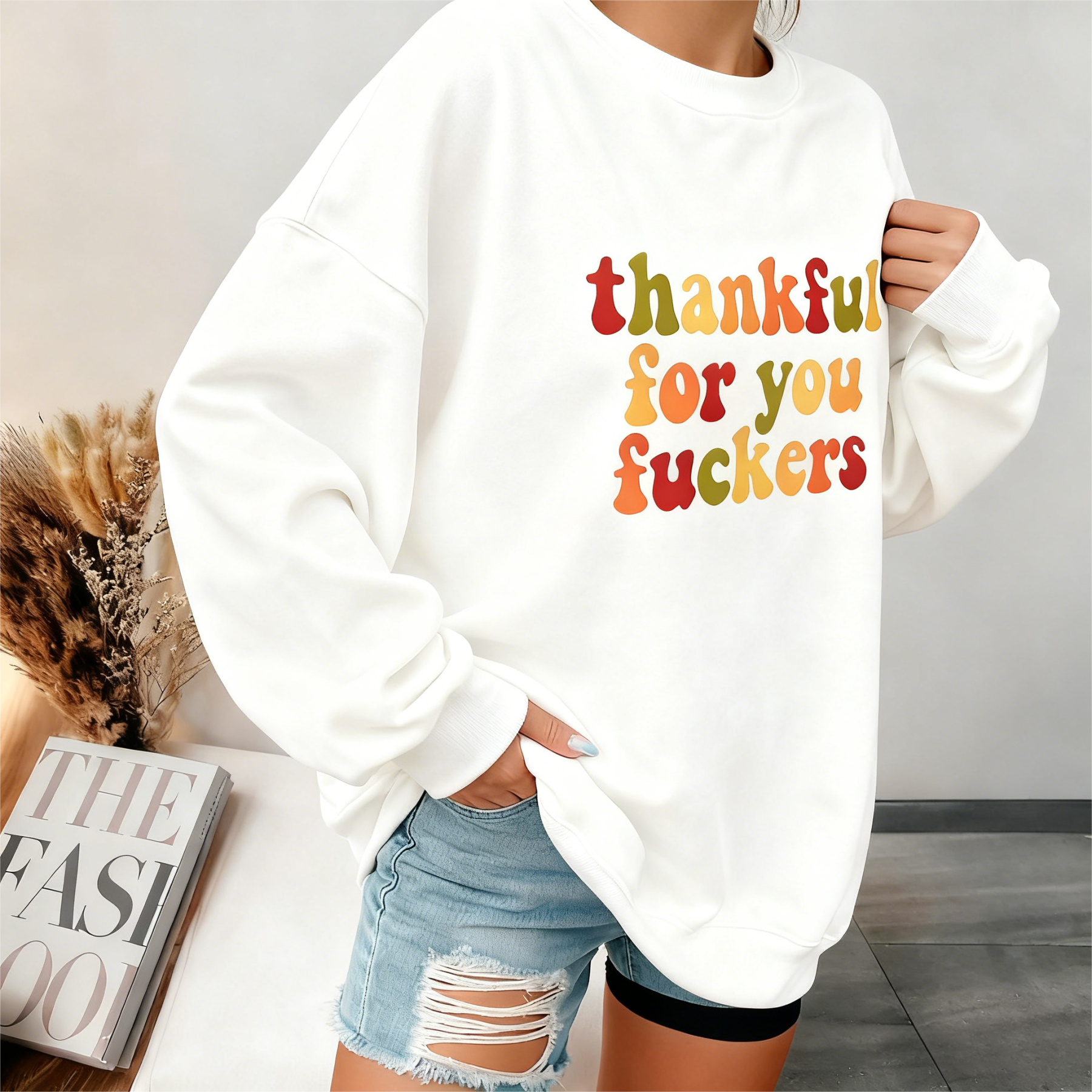 🎁Thankful For You Fuckers Oversized Sweatshirt – Sassy Thanksgiving Essential