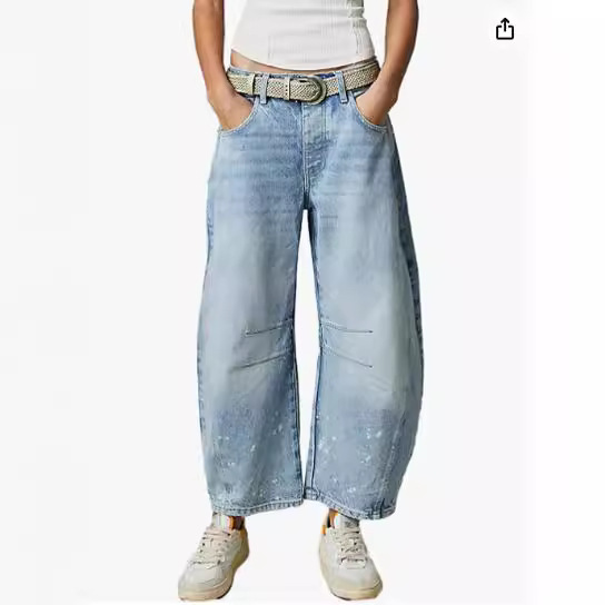 Mid-rise barrel jeans