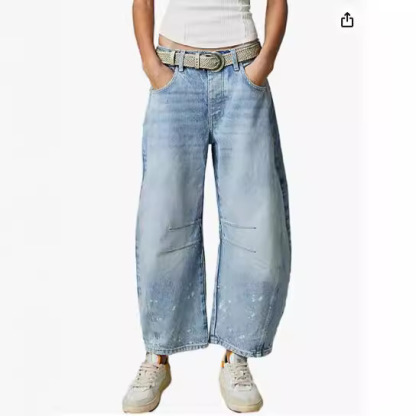 Mid-rise barrel jeans