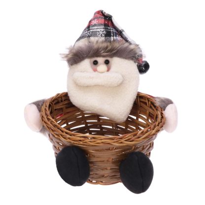 Santa Claus - Shaped Rattan Storage Basket